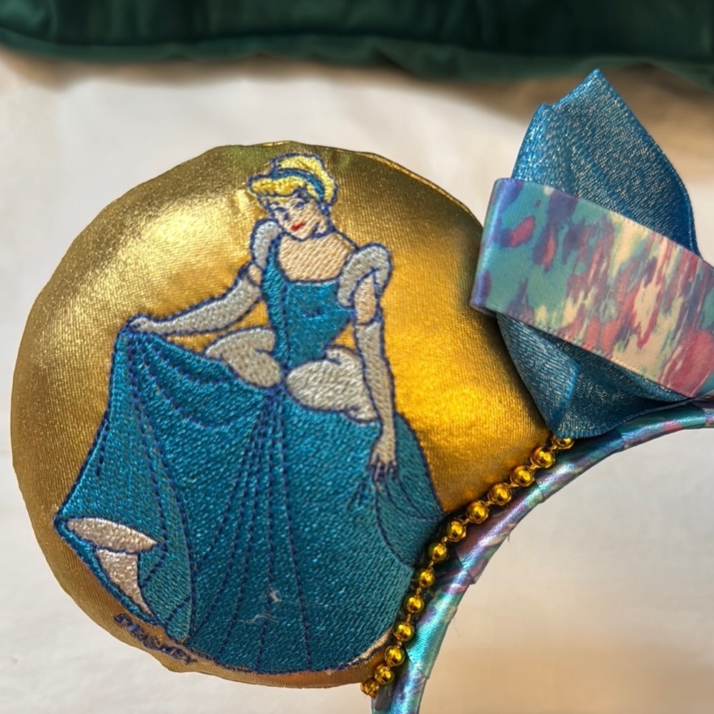 Gold and Blue Mickey Mouse Ear Headband with Bow - Picture 2 of 4